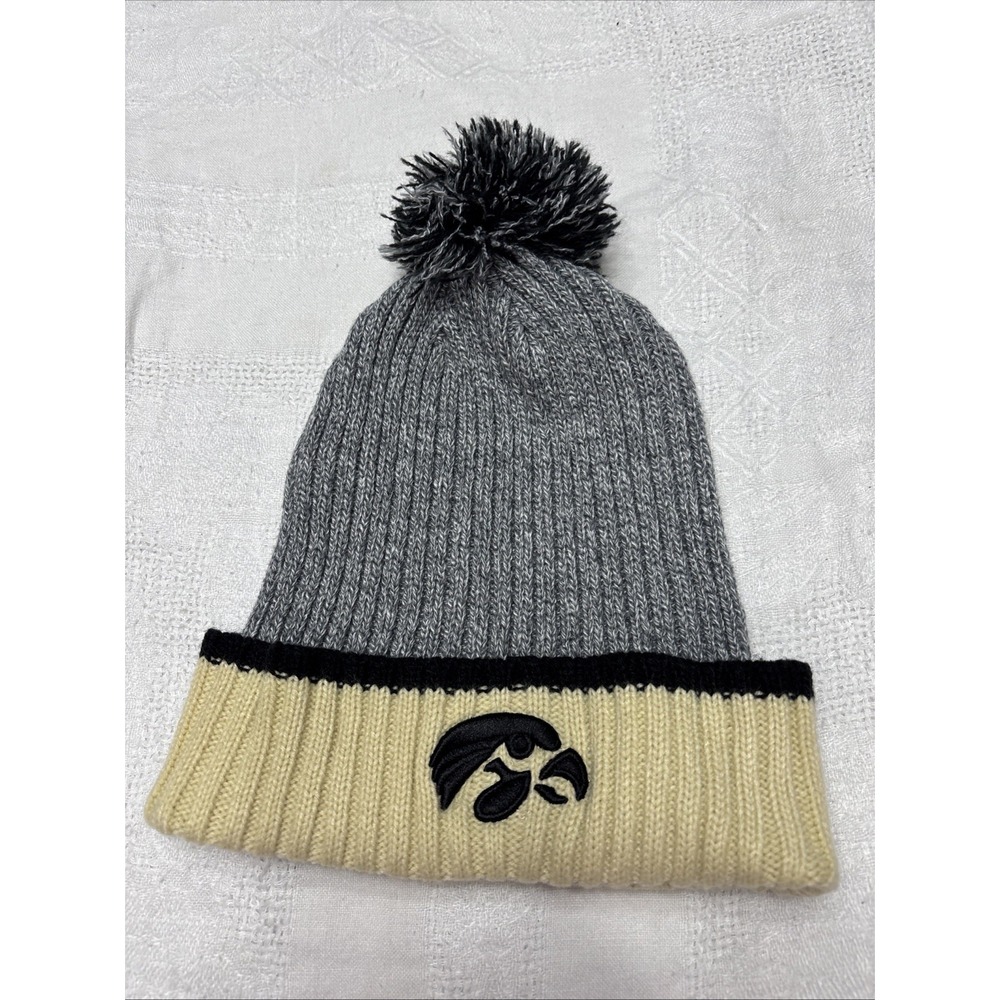 Captivating‎ Headgear Iowa Hawkeyes Tight Knit Pom Pom Beanie Hat Multicolored